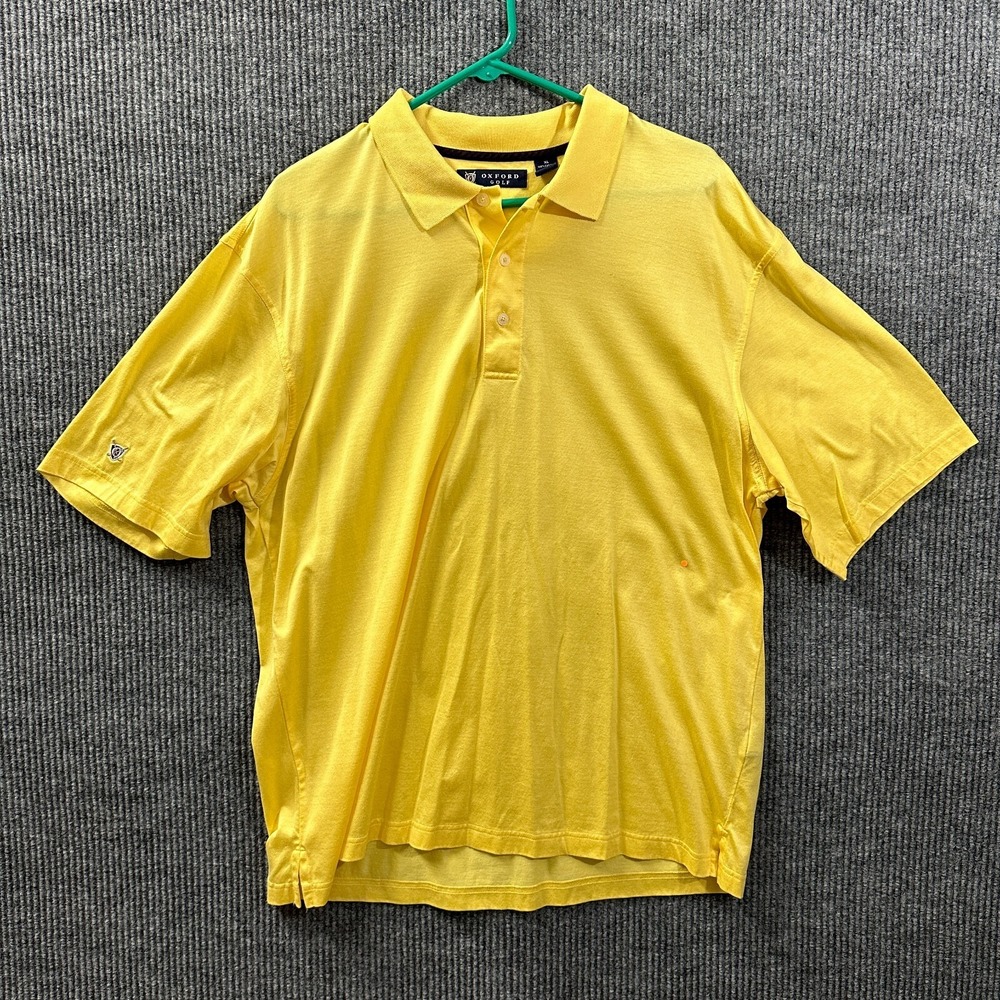 Oxford Golf Mens Polo Shirt Size XL Yellow Cotton‎